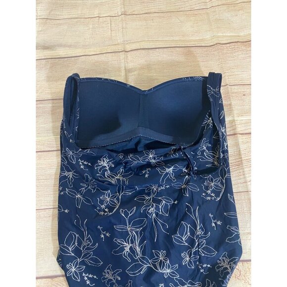 NipTuck Swim Women's One Piece Navy Blue Silver Floral Swim Suit - 12 - Picture 13 of 14